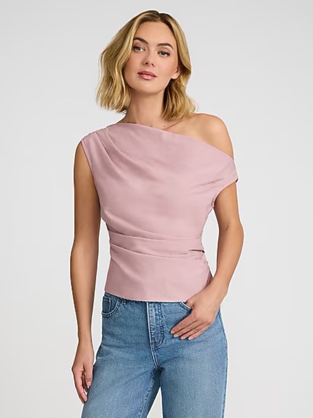 Express Blush Pink One-Shoulder Blouse